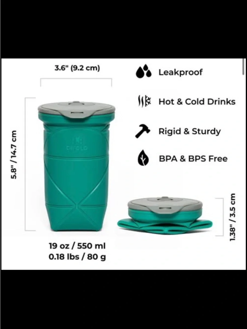 Origami Cup - Teal Collapsible Travel Mug